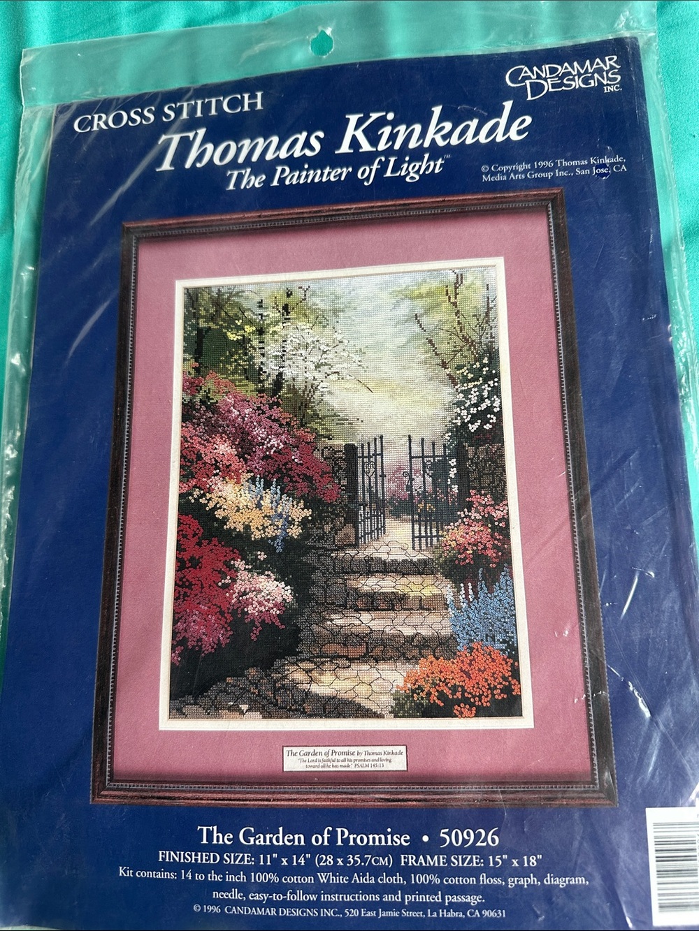 Thomas Kinkade Garden of Promise Cross-stitch Kit- Pink, Green, Blue